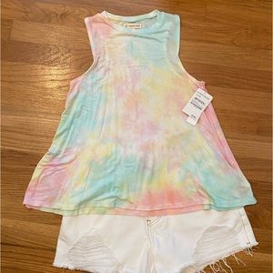 Girls L 10/12 rainbow tie dye flowy tank NWT Tucker & Tate